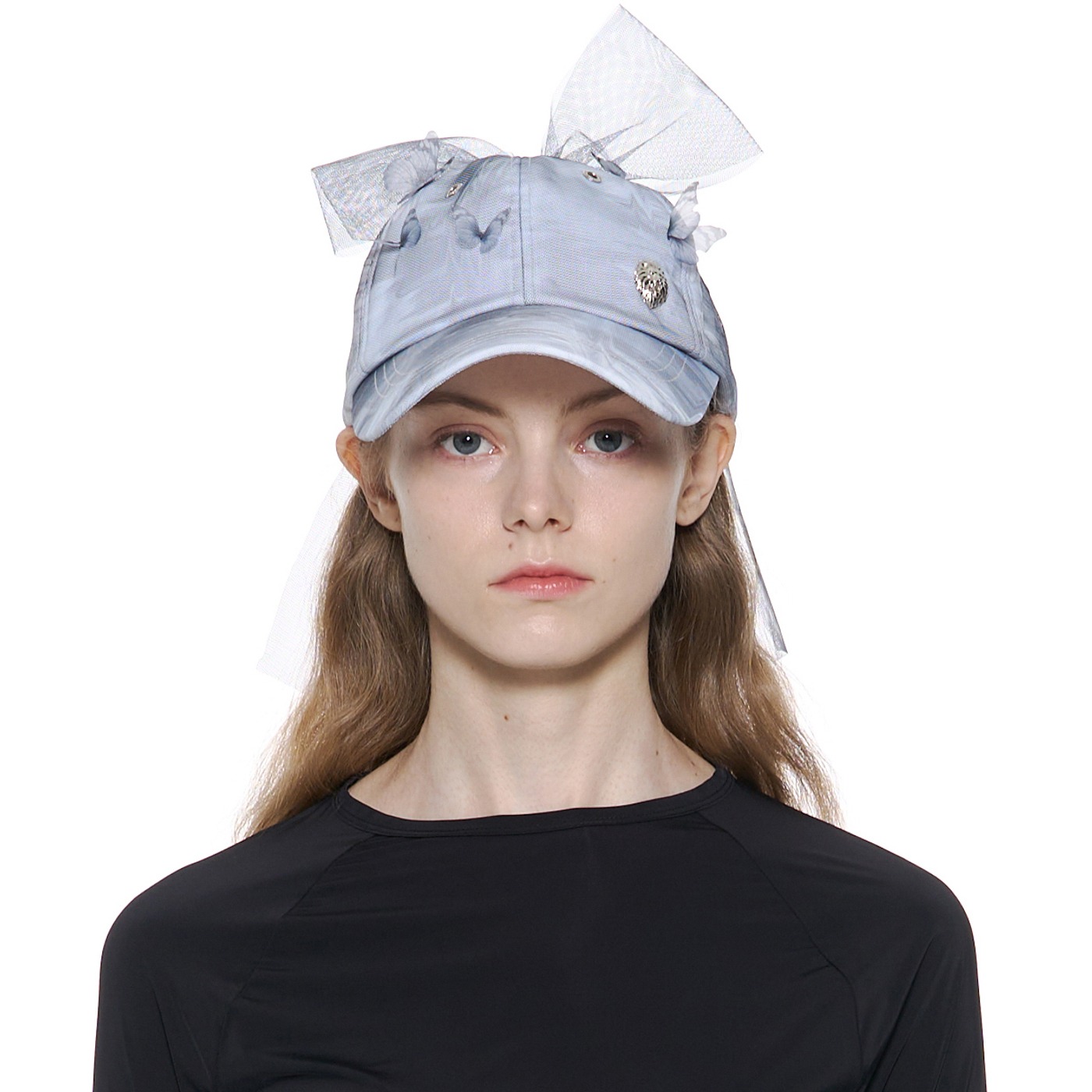 PSYCHIC MESH LAYERED BOW CAP_GY