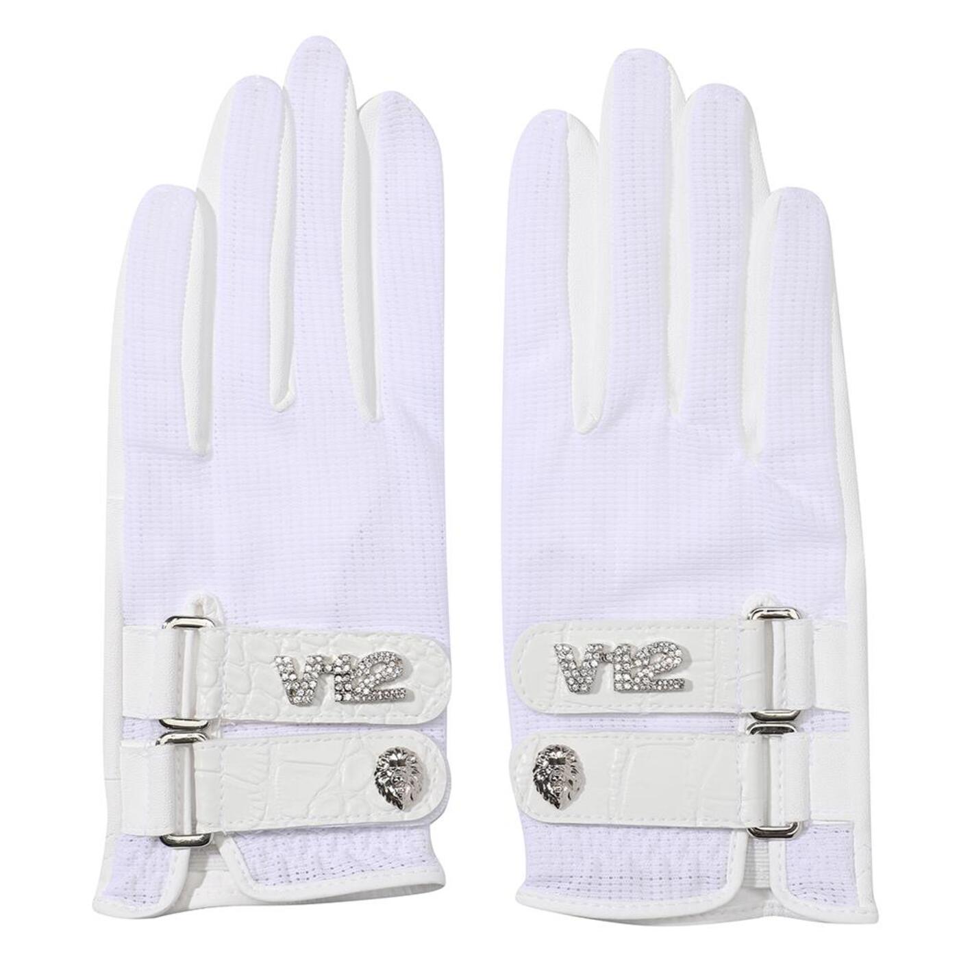 WOMENS SPRING CROCO-EMBO MESH GLOVES_WH