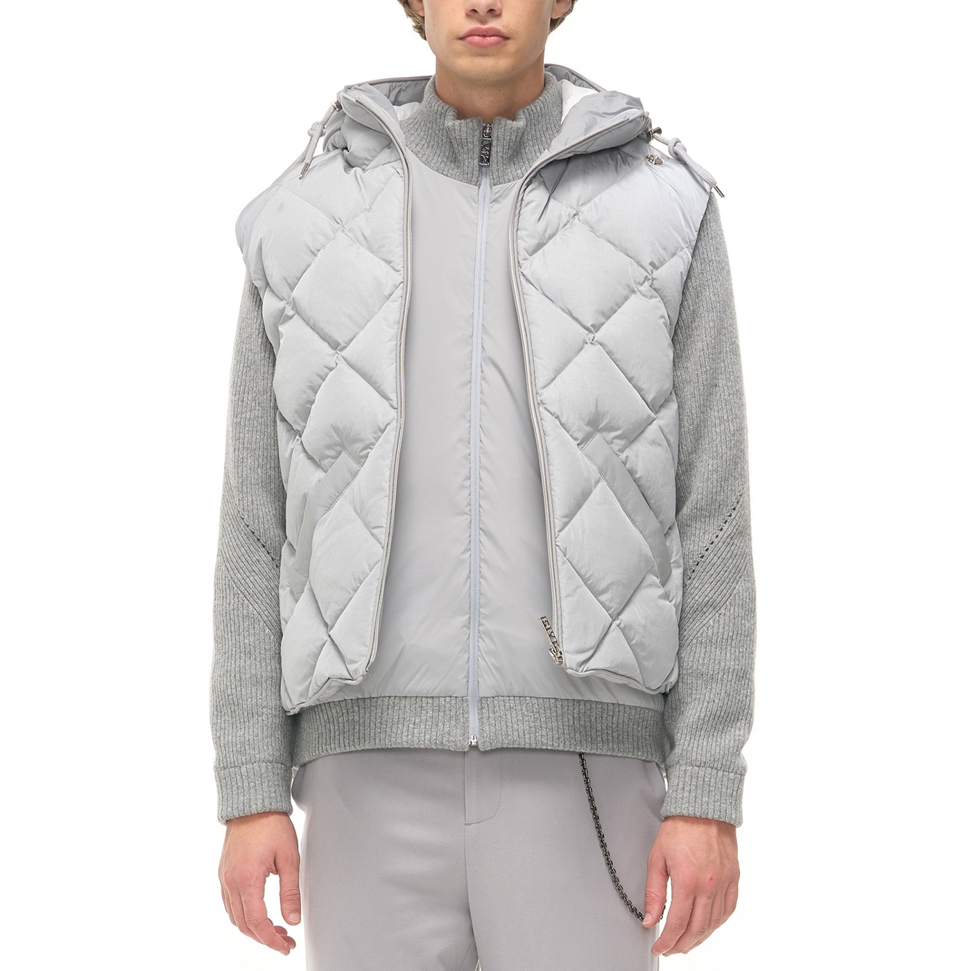DIAMOND QUILTED DOWN VEST_GY